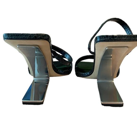 Cult Gaia Rene Cutout Sculpted Illusion Heel Sandal Square Toe Leather Size 35.5 - Picture 3 of 13